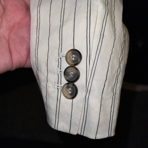 Zara Stripe Linen Blend Cropped Blazer New Without Tags - Picture 6 of 15